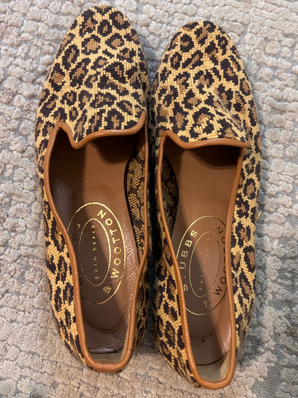 Stubbs & Wootton Leopard Print Slip-On Loafers in Brown leopard 9.5